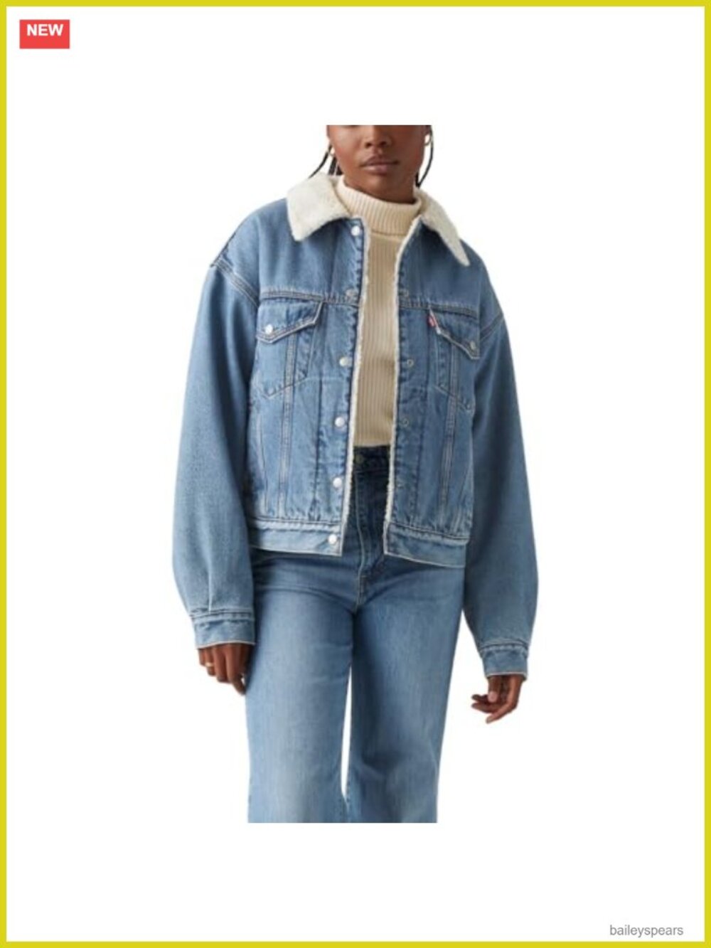 Women's 90s Sherpa Trucker Jacket Relaxed Fit Button Closure